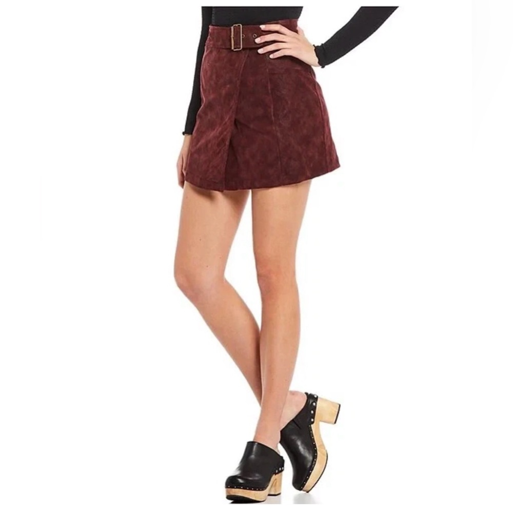 C&V Chelsea & Violet Women's Hi-Rise Belted Wrap Skirt, Maroon burgundy,12 large - Picture 2 of 7